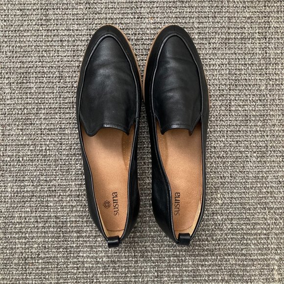 Susina Kellen Black Leather Slip On Loafers Women's Size 8 - Picture 2 of 2